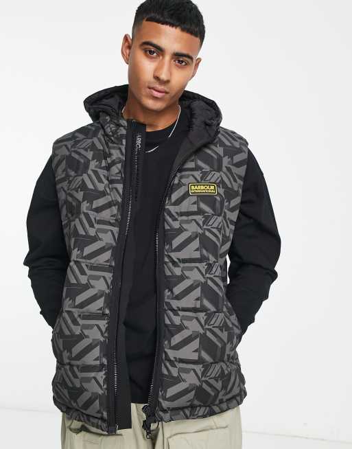 Barbour International Electric Bobber printed padded gilet in black