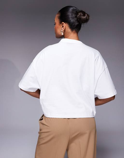 Barbour International – Ella – Vit t-shirt med boxig passform, 4 av 4