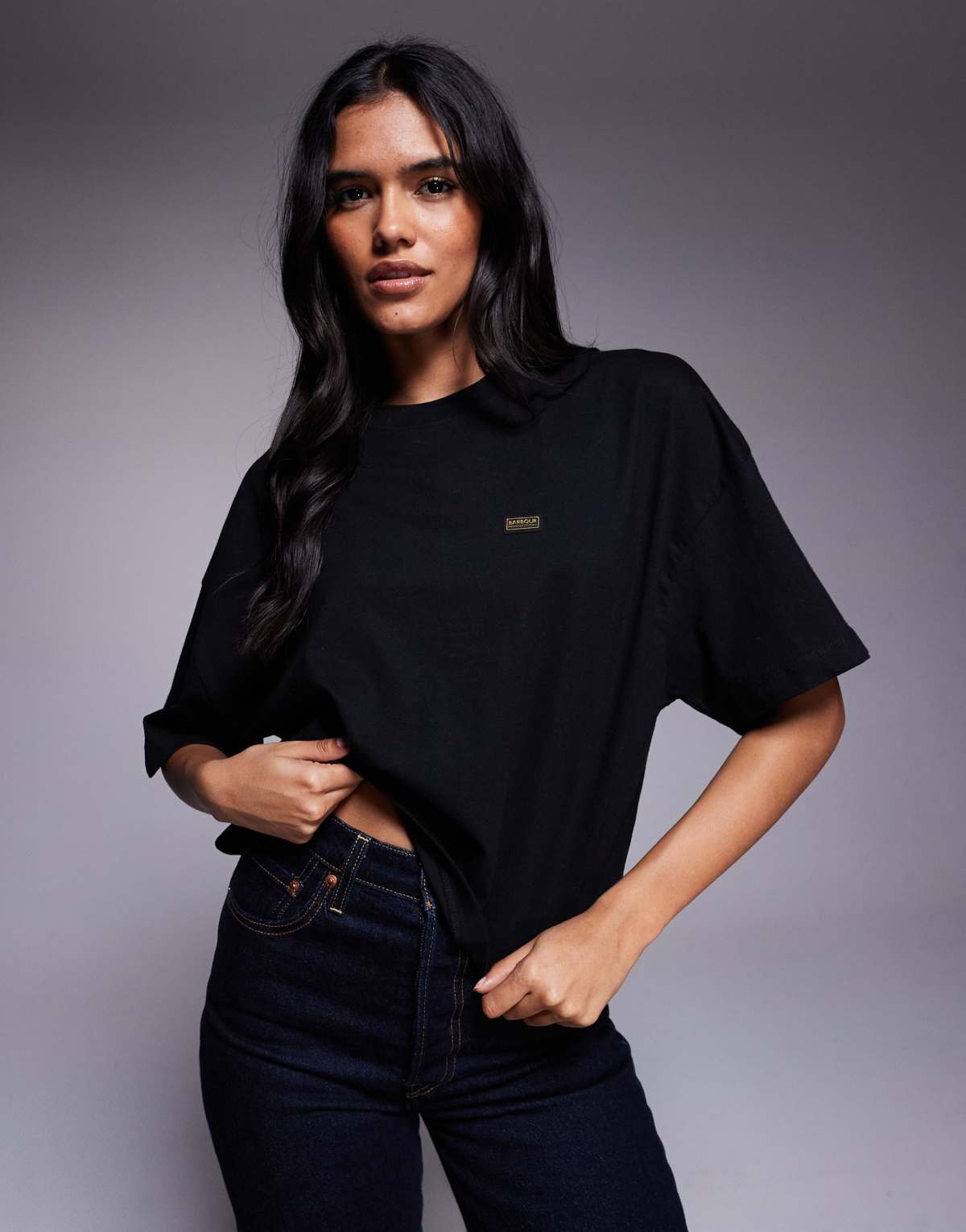Barbour International Elle boxy fit t-shirt in black - BLACK