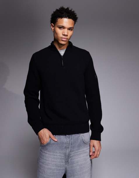 Barbour International enfield funnel neck jumper in black - view 1