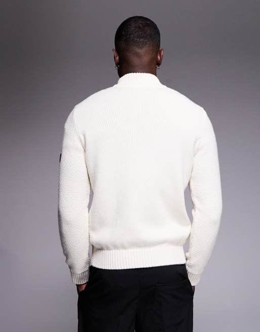 Barbour International enfield funnel neck jumper in whisper white, 3 of 5