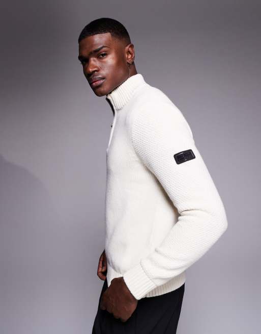 Barbour International enfield funnel neck jumper in whisper white, 4 of 5