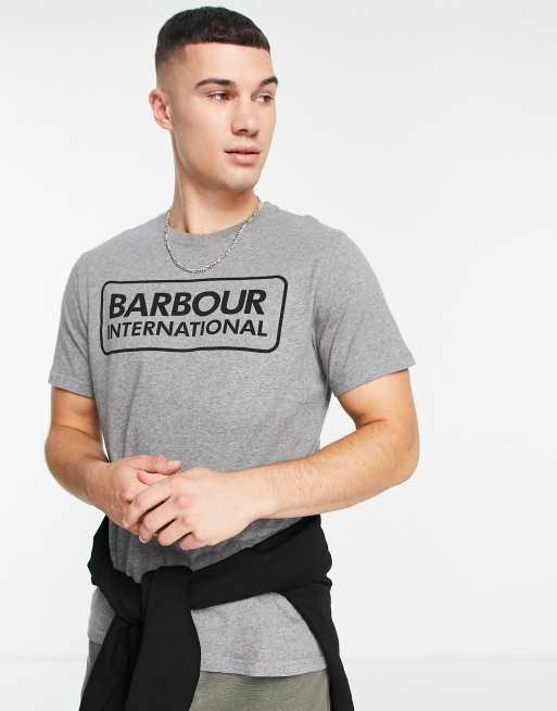 Barbour International Essential box logo t shirt in grey