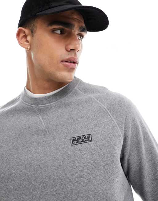 Barbour International Essential crew neck sweater in grey marl ASOS