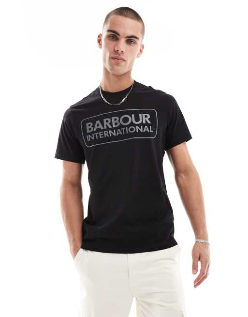 Barbour International – Essential – Czarny T-shirt z dużym logo, 3 z 4