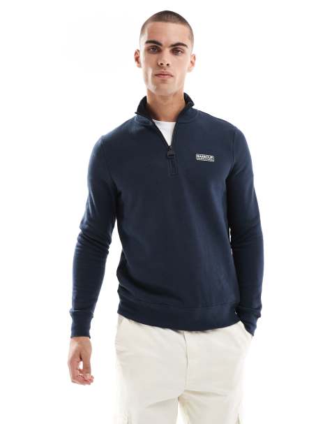Barbour International - Essential - Felpa blu navy con zip corta - view 1