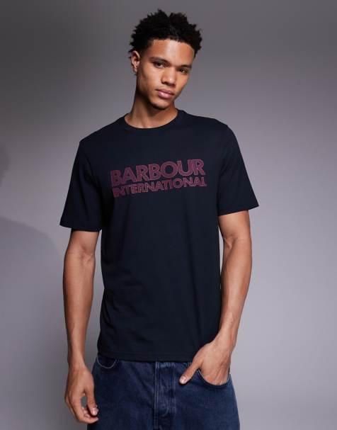 Barbour International – Essential – Granatowy T-shirt z grafiką - view 1