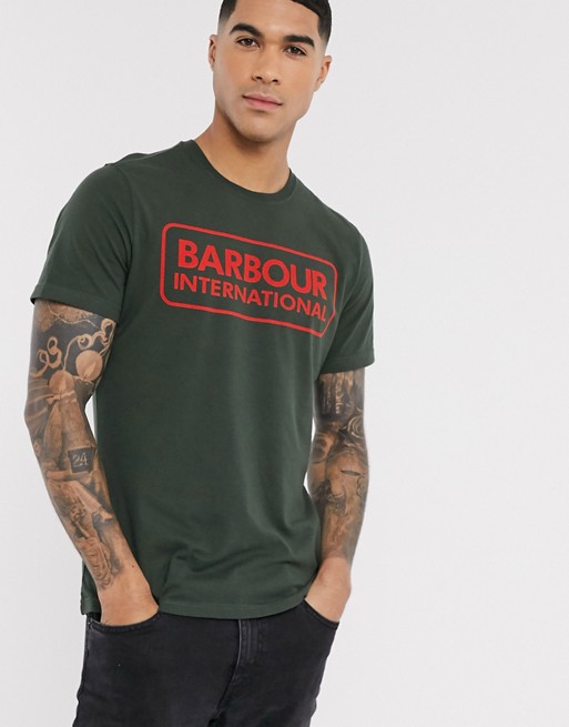 Barbour International Essential large logo t-shirt in green
