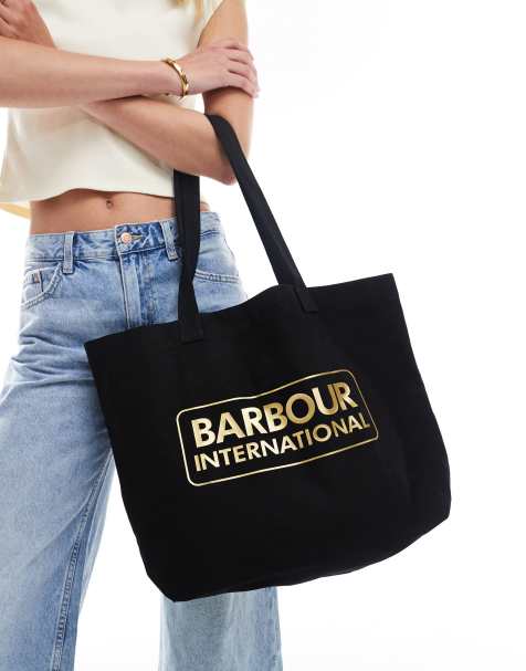 Barbour International essential logo tote bag in black - view 1