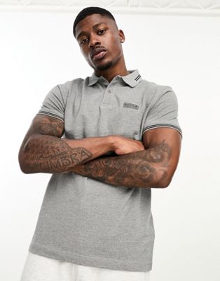 Barbour International Essential Tipped short sleeve polo shirt in grey - ASOS Price Checker