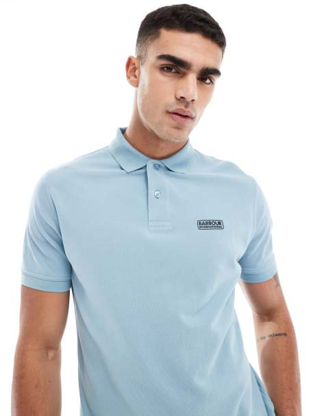 Barbour International essential polo shirt in concrete blue - view 1