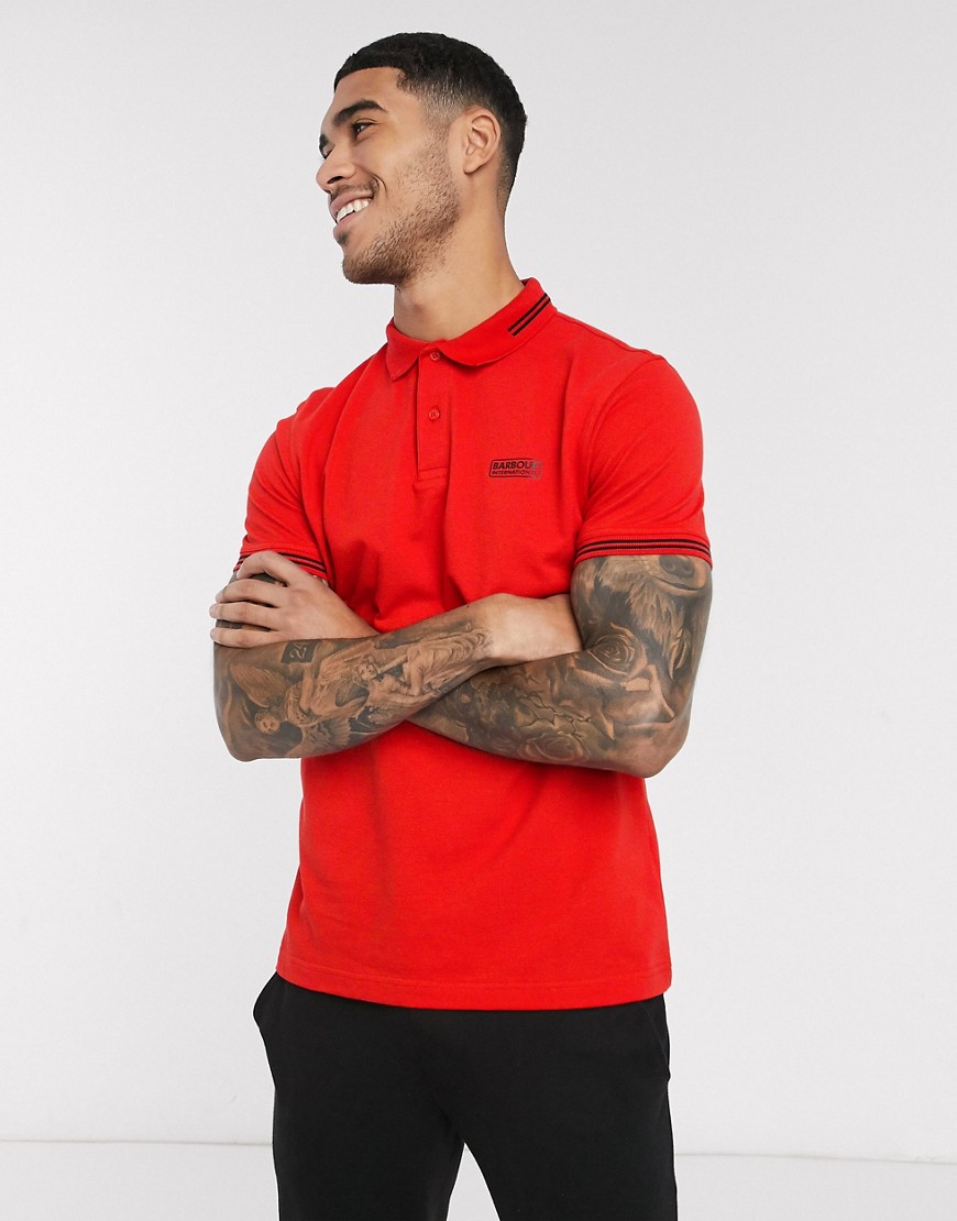 Barbour International - Essential - Poloshirt met een gekleurd randje in rood