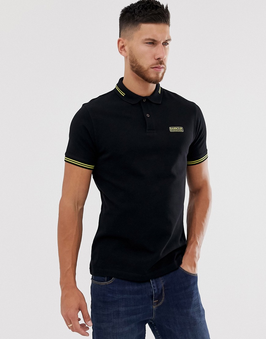 Barbour International essential tipped polo in black