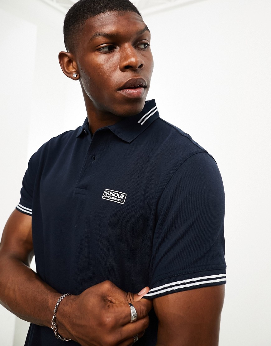Barbour International Essential Tipped short sleeve polo shirt in navy