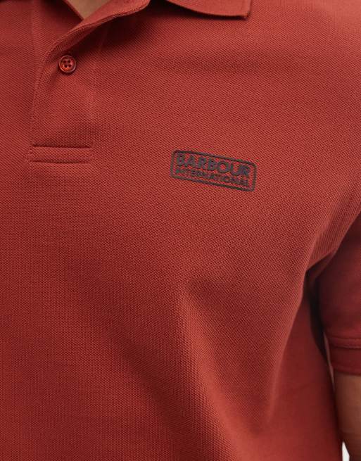 Barbour International - Essentials - Rustfarvet poloskjorte med korte ærmer og logo, 4 af 5