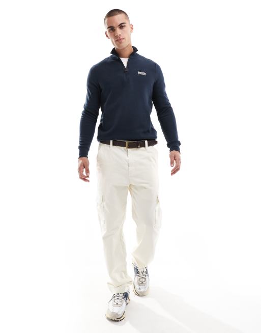 Barbour International - Essentiels - Marineblå sweatshirt med halv lynlås, 3 af 4
