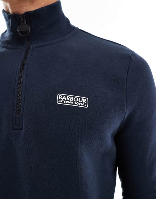 Barbour International - Essentiels - Marineblå sweatshirt med halv lynlås, 4 af 4