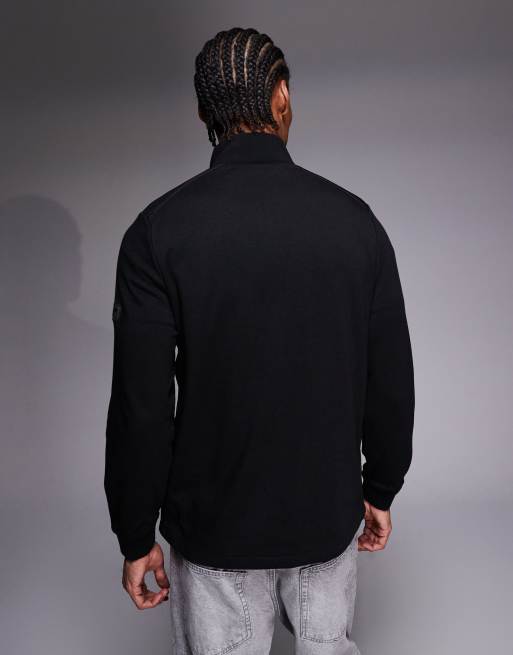 Barbour International Ethan funnel neck quilted zip through sweatshirt in black, 3 of 5