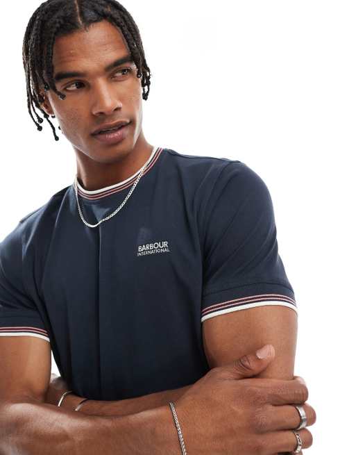 Barbour International – Ethan – Granatowy T-shirt z lamówką, 2 z 4