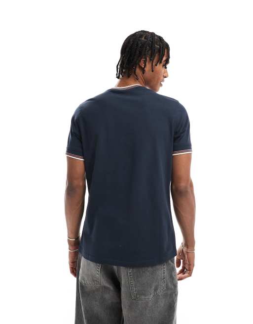 Barbour International – Ethan – Granatowy T-shirt z lamówką, 3 z 4