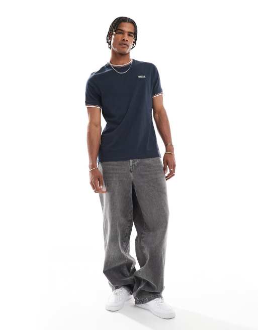 Barbour International – Ethan – Granatowy T-shirt z lamówką, 4 z 4