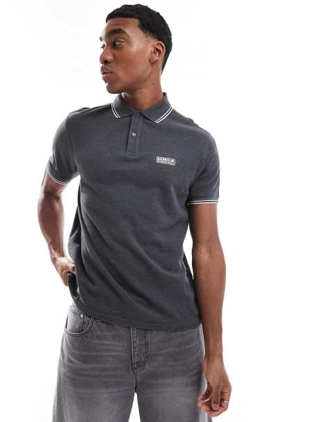 Barbour International – Evan – Ciemnoszara koszula polo z lamówką - view 1