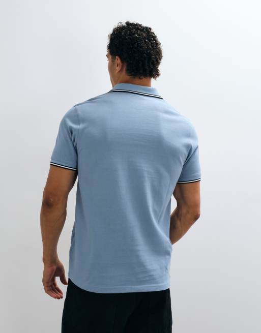 Barbour International Evan polo à manches courtes à liserés bleu clair, 5 de 5