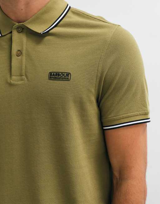 Barbour International Evan polo à manches courtes à liserés kaki, 4 de 5