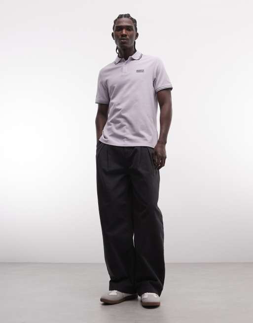 Barbour International - Evan - Polo a maniche corte lilla con bordi a contrasto e logo, 2 di 5