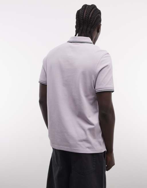 Barbour International - Evan - Polo a maniche corte lilla con bordi a contrasto e logo, 4 di 5