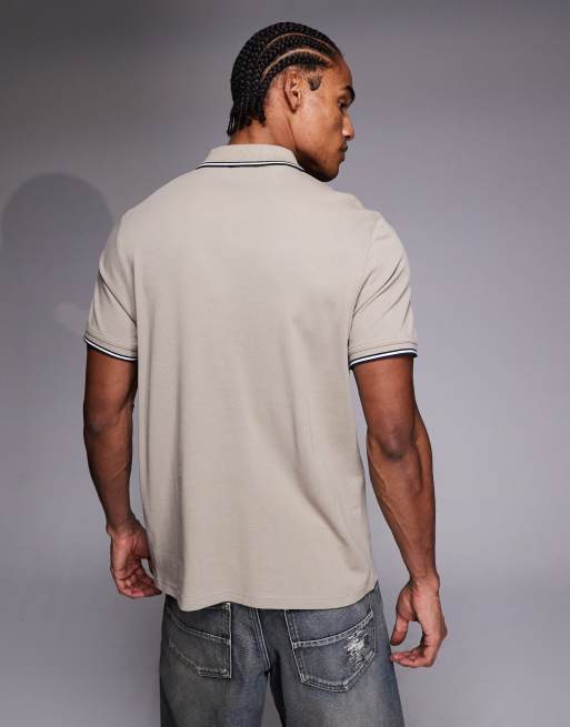 Barbour International - Evan - Polo manches courtes à liserés et logo - Beige, 3 de 5