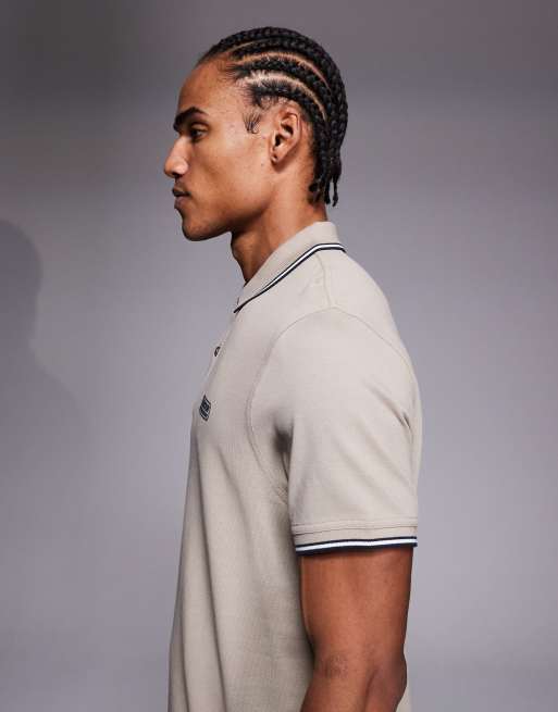 Barbour International - Evan - Polo manches courtes à liserés et logo - Beige, 4 de 5