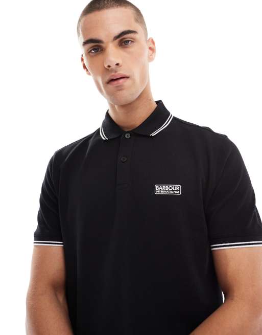 Barbour International Evan Polohemd in Schwarz mit Paspelierung