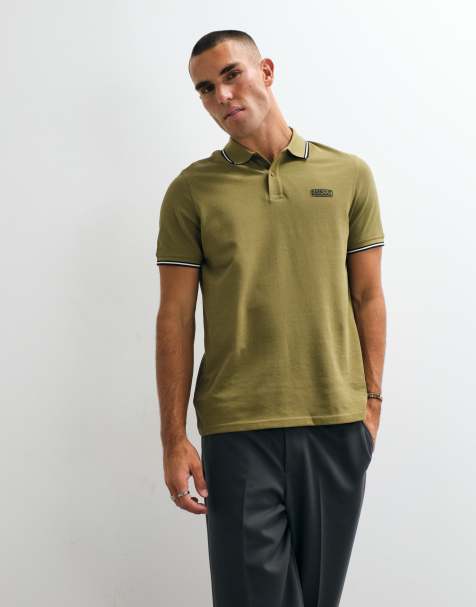 Barbour International Evan short sleeve tipped polo shirt in khaki - view 1