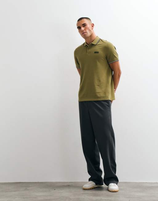 Barbour International Evan short sleeve tipped polo shirt in khaki, 2 of 5