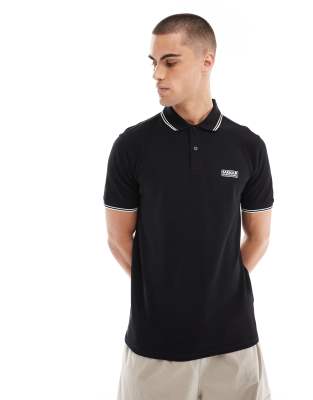 Barbour International Barbour International evan tipped polo shirt in black