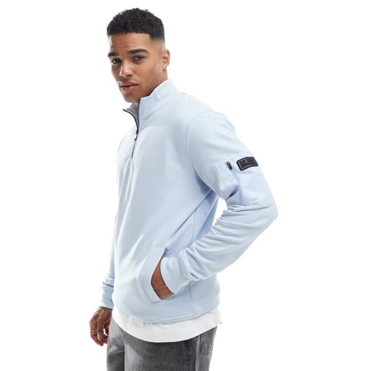Barbour International Ewan quarter zip sweatshirt in blue | ASOS