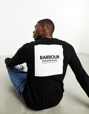 Barbour International Exhaust long sleeve t-shirt with back print in black - ASOS Price Checker
