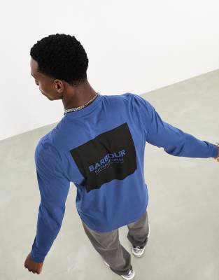 Barbour International Exhaust long sleeve t-shirt with back print in blue - ASOS Price Checker
