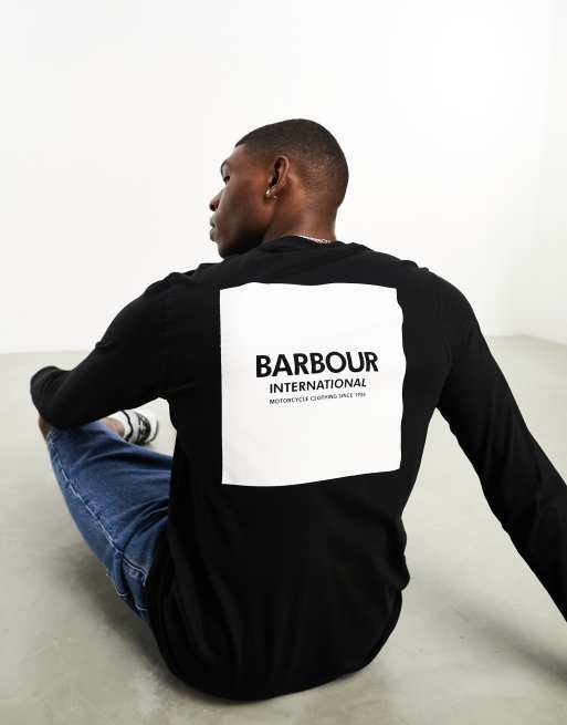 Barbour International - Exhaust - Maglietta a maniche lunghe nera con stampa sul retro