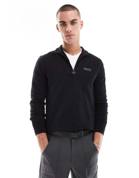 Barbour International - Felpa basic con zip corta nera - view 1