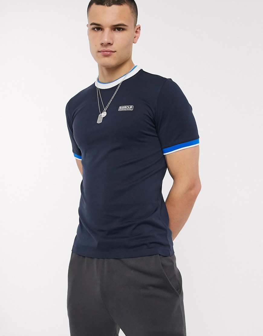 Barbour International - Filter - T-shirt met gekleurd randje in marineblauw