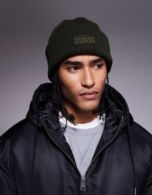 Barbour International flex beanie hat in sage