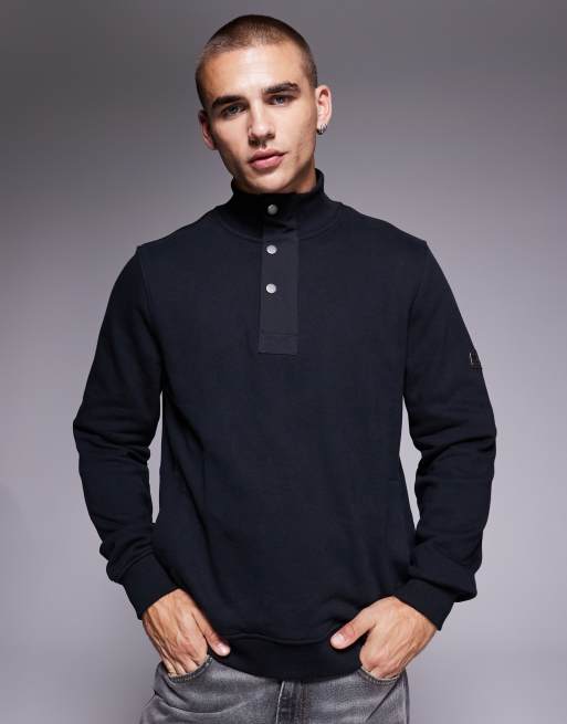 Barbour International Flight half zip sweatshirt in black - BLACK