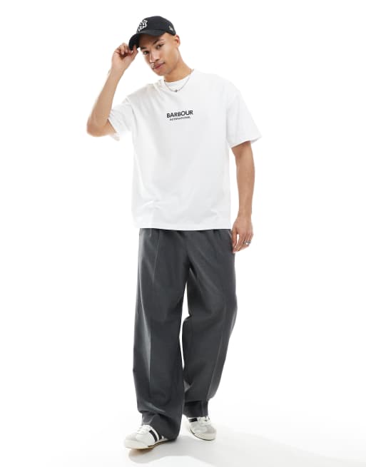 Barbour International – Formula – Biały T-shirt oversize – tylko w ASOS, 3 z 4