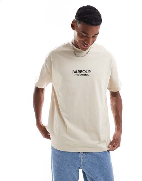 Barbour International oversized formula t-shirt in stone