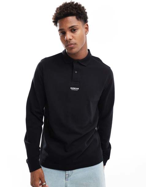 Barbour International – Formula – Langärmliges Polohemd in Schwarz, exklusiv bei ASOS - view 1