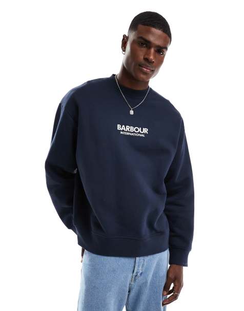 Barbour International – Formula – Marinblå sweatshirt i oversize med logga - view 1