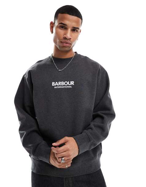 Barbour International - Formula - Mørkegrå oversized sweatshirt med rund hals - view 1