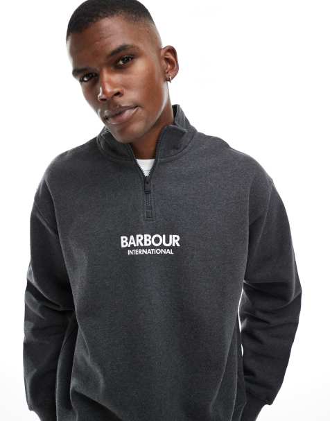 Barbour International – Formula – Oversize-Sweatshirt in Dunkelgrau mit kurzem Reißverschluss - view 1